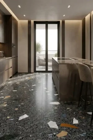 Paiement Sécurisé carrelage terrazzo stracciatella-R grafito 80x80 cm
